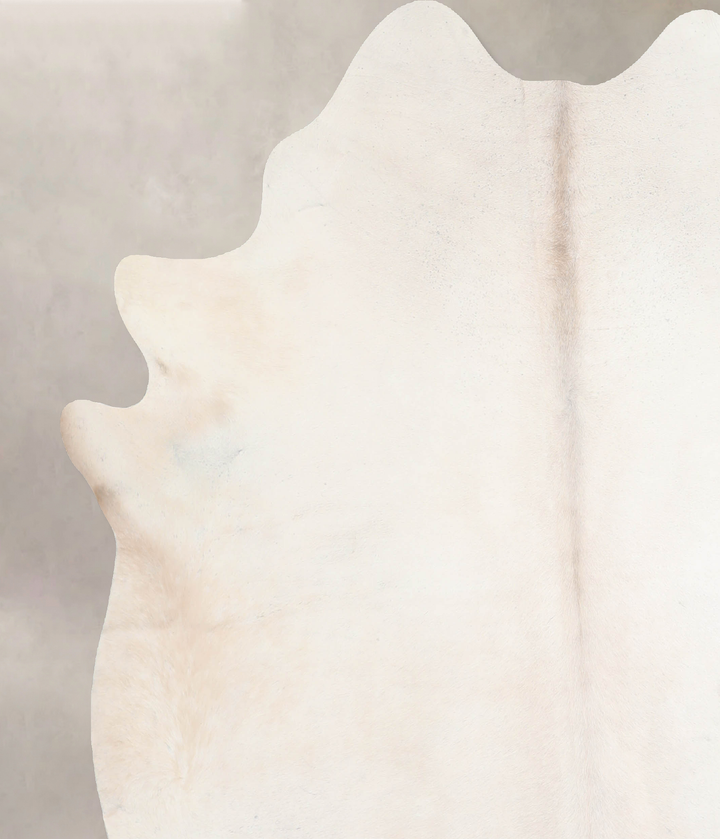 Ivory with Beige X-Large Brazilian Cowhide Rug 7'0"H x 6'7"W #A31356 by Hudson Hides