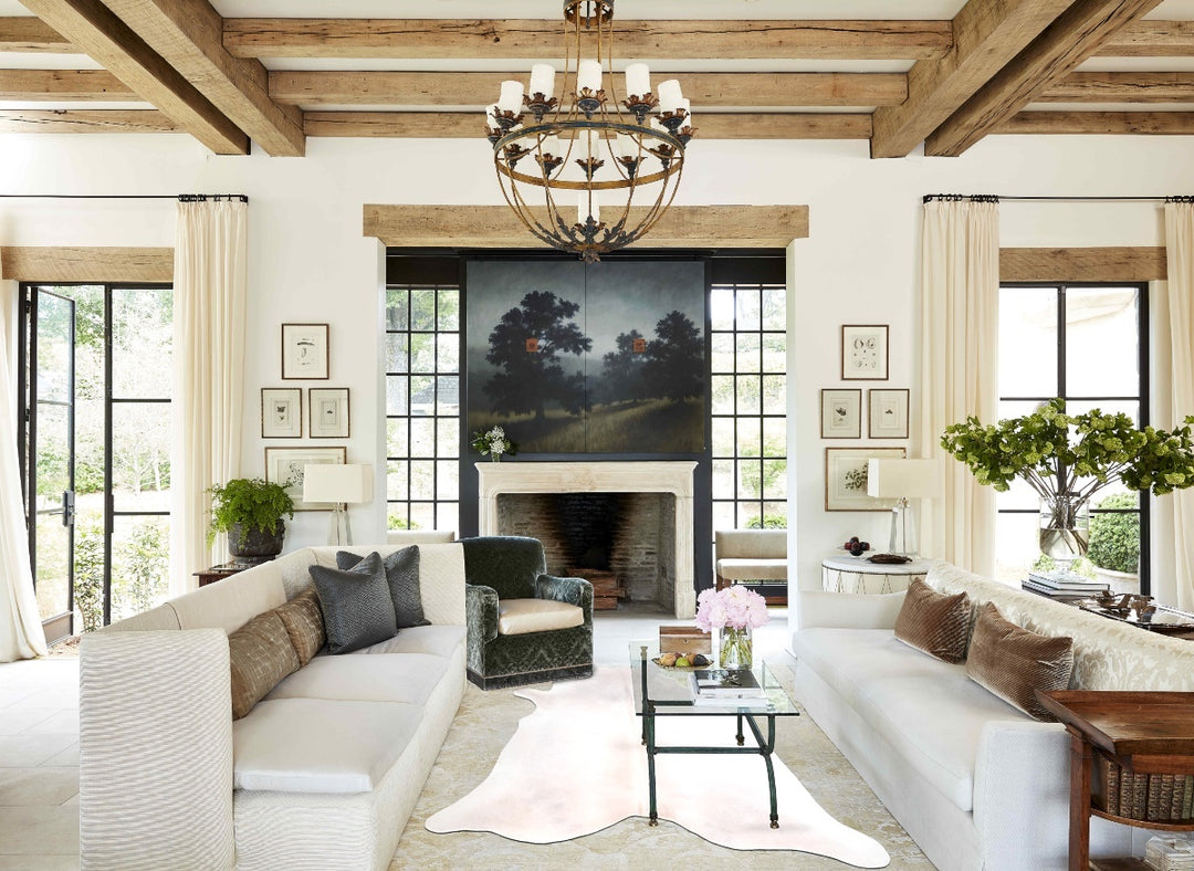 Grey with Beige X-Large Brazilian Cowhide Rug 7'2"H x 6'7"W #A31517 by