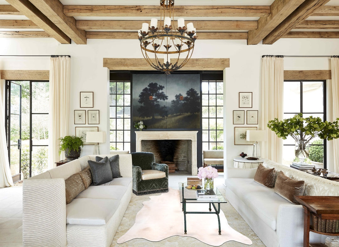 Champagne XX-Large Brazilian Cowhide Rug 7'9"H x 6'11"W #A31533 by Hud