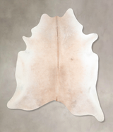 Ivory with Beige X-Large Brazilian Cowhide Rug 7'5"H x 6'5"W #A31551 by Hudson Hides