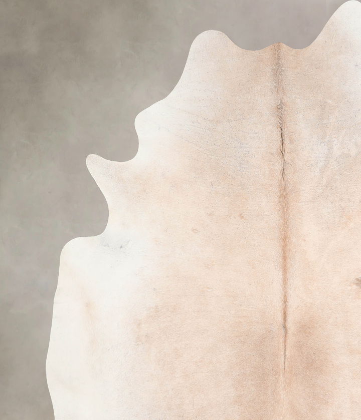 Ivory with Beige X-Large Brazilian Cowhide Rug 7'5"H x 6'5"W #A31551 by Hudson Hides