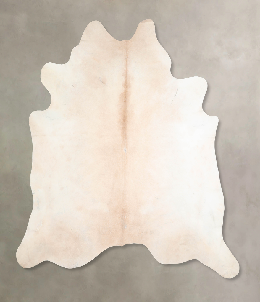 Ivory with Beige XX-Large Brazilian Cowhide Rug 7'8"H x 7'7"W #A31689 by Hudson Hides