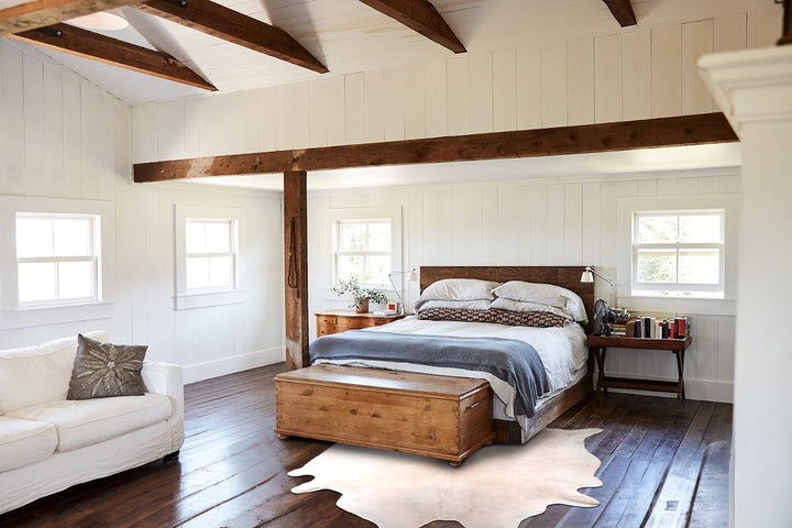 Grey with Beige XX-Large Brazilian Cowhide Rug 7'9"H x 6'10"W #A31859 by Hudson Hides