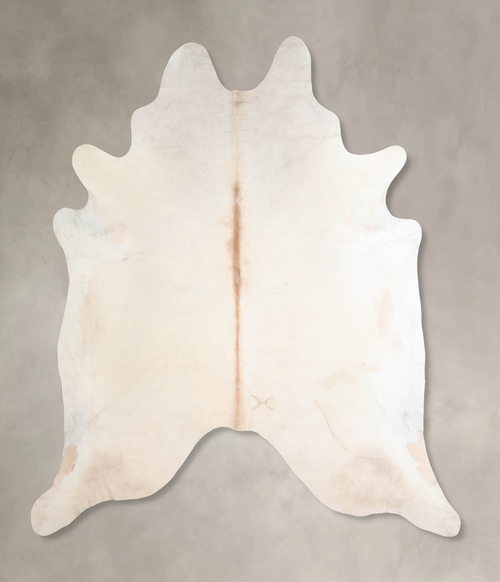 Ivory with Beige XX-Large Brazilian Cowhide Rug 8'1"H x 7'7"W #A32380 by Hudson Hides