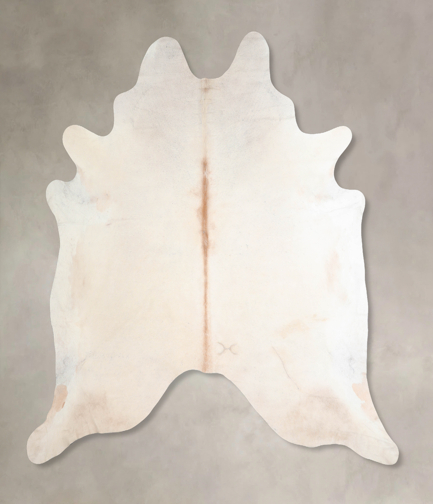 Ivory with Beige XX-Large Brazilian Cowhide Rug 8'1"H x 7'7"W #A32380 by Hudson Hides