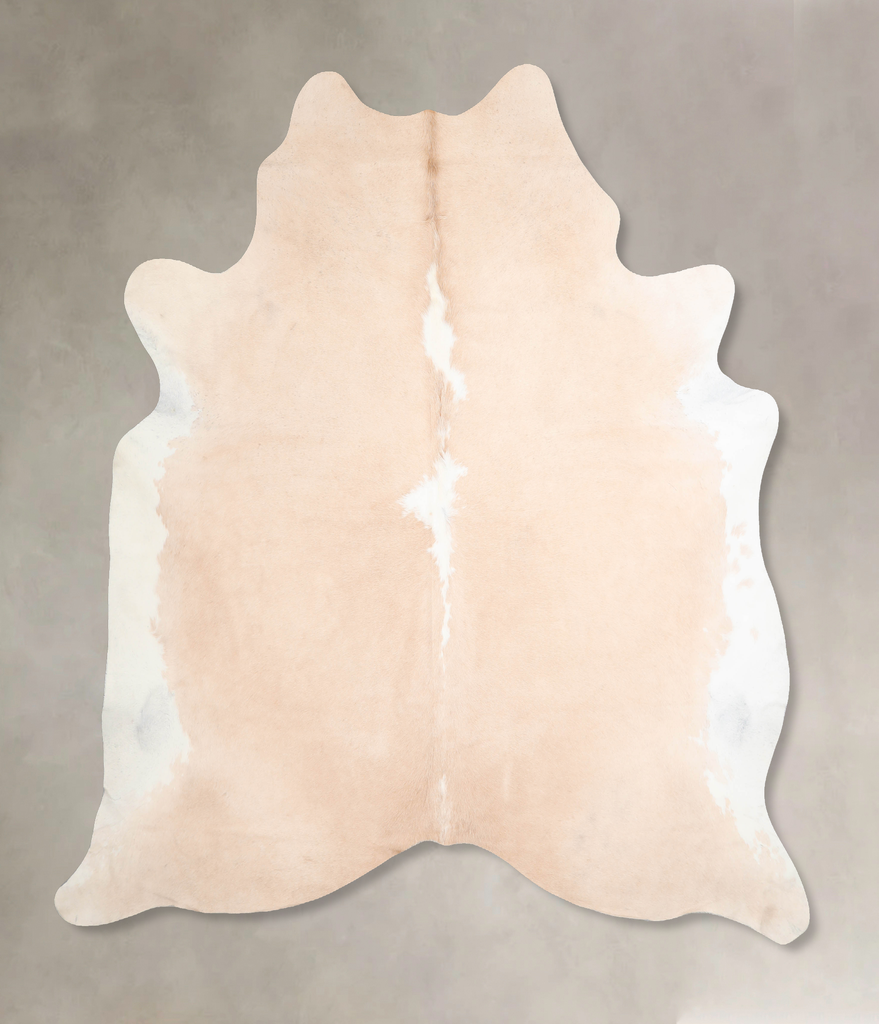 Beige and White XX-Large Brazilian Cowhide Rug 7'7"H x 7'3"W #A32471 by Hudson Hides