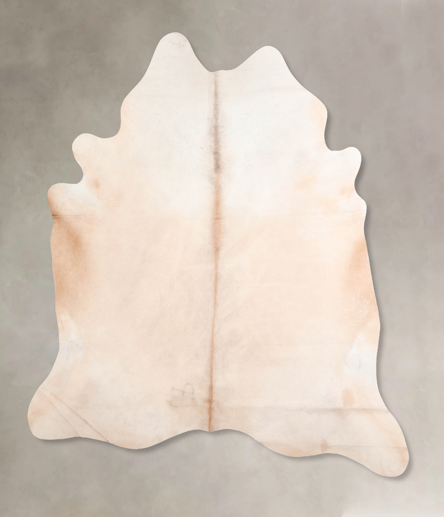 Ivory with Beige X-Large Brazilian Cowhide Rug 7'1"H x 6'3"W #A32584 by Hudson Hides