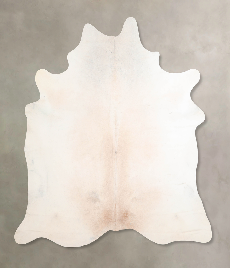 Ivory with Beige X-Large Brazilian Cowhide Rug 7'1"H x 6'11"W #A32648 by Hudson Hides
