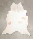 Beige and White XX-Large Brazilian Cowhide Rug 7'5"H x 7'1"W #A32669 by Hudson Hides