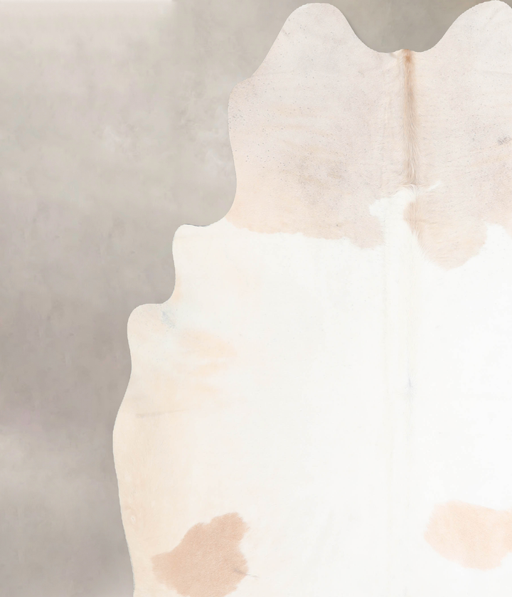 Beige and White XX-Large Brazilian Cowhide Rug 7'5"H x 7'1"W #A32669 by Hudson Hides