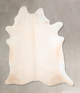 Ivory with Beige X-Large Brazilian Cowhide Rug 7'0"H x 6'4"W #A32865 by Hudson Hides