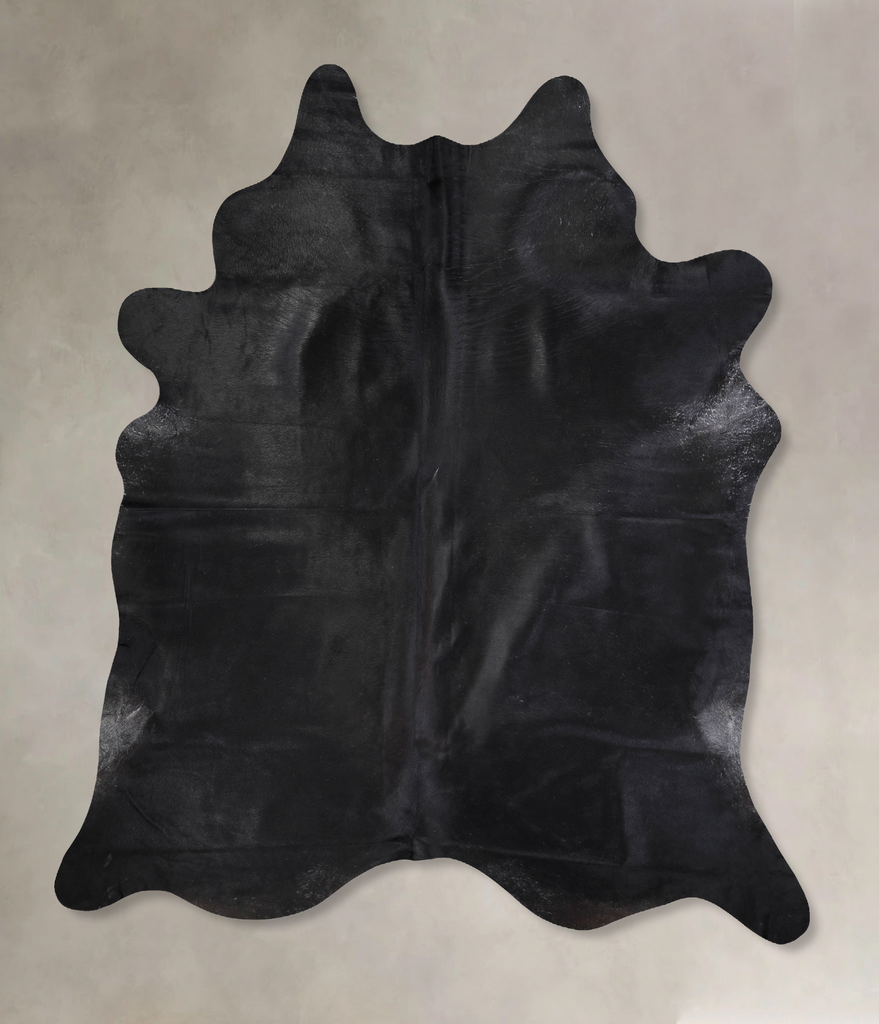 Solid Black X-Large Brazilian Cowhide Rug 7'7"H x 6'6"W #A32904 by Hudson Hides