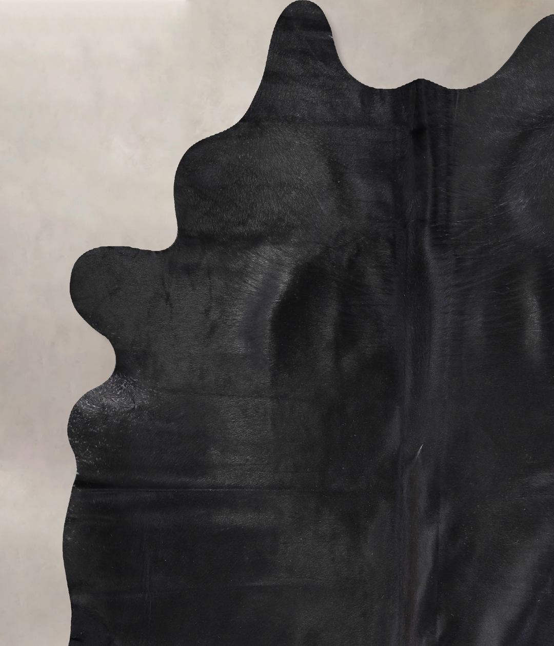 Solid Black X-Large Brazilian Cowhide Rug 7'7"H x 6'6"W #A32904 by Hud
