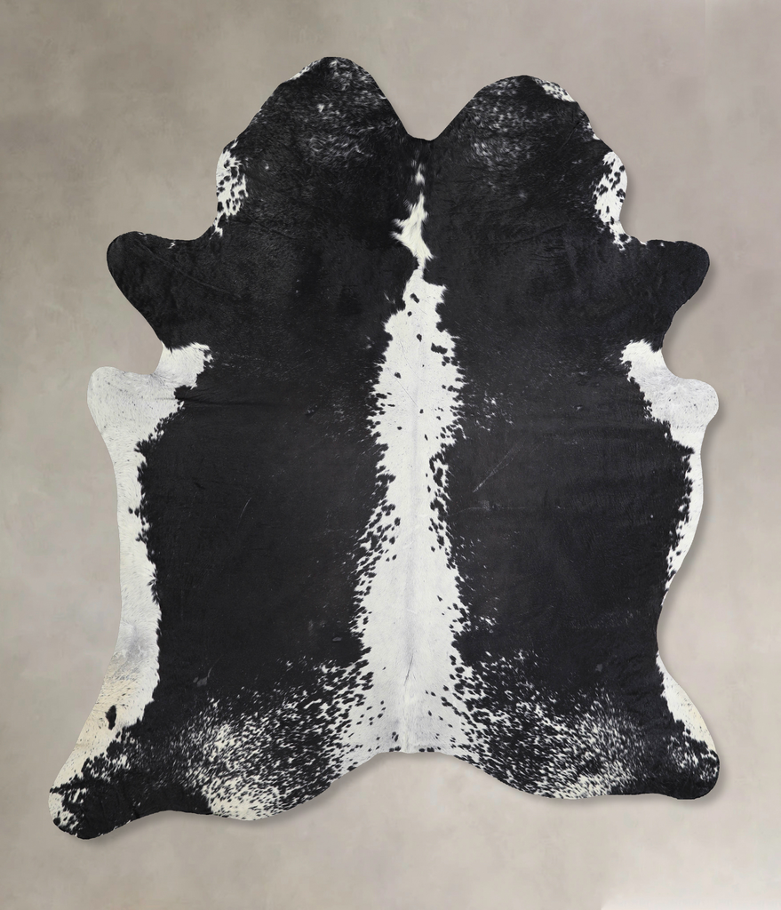 Black and White X-Large Brazilian Cowhide Rug 7'2"H x 6'4"W #A32905 by Hudson Hides