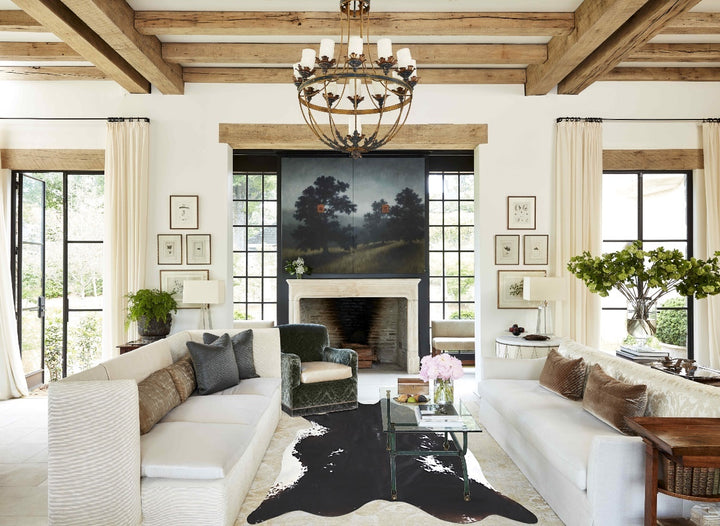 Black and White X-Large Brazilian Cowhide Rug 7'1"H x 6'7"W #A32929 by Hudson Hides