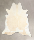 Beige and White X-Large Brazilian Cowhide Rug 7'2"H x 6'7"W #A32972 by Hudson Hides