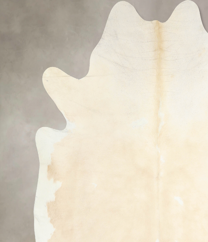 Beige and White X-Large Brazilian Cowhide Rug 7'2"H x 6'7"W #A32972 by Hudson Hides