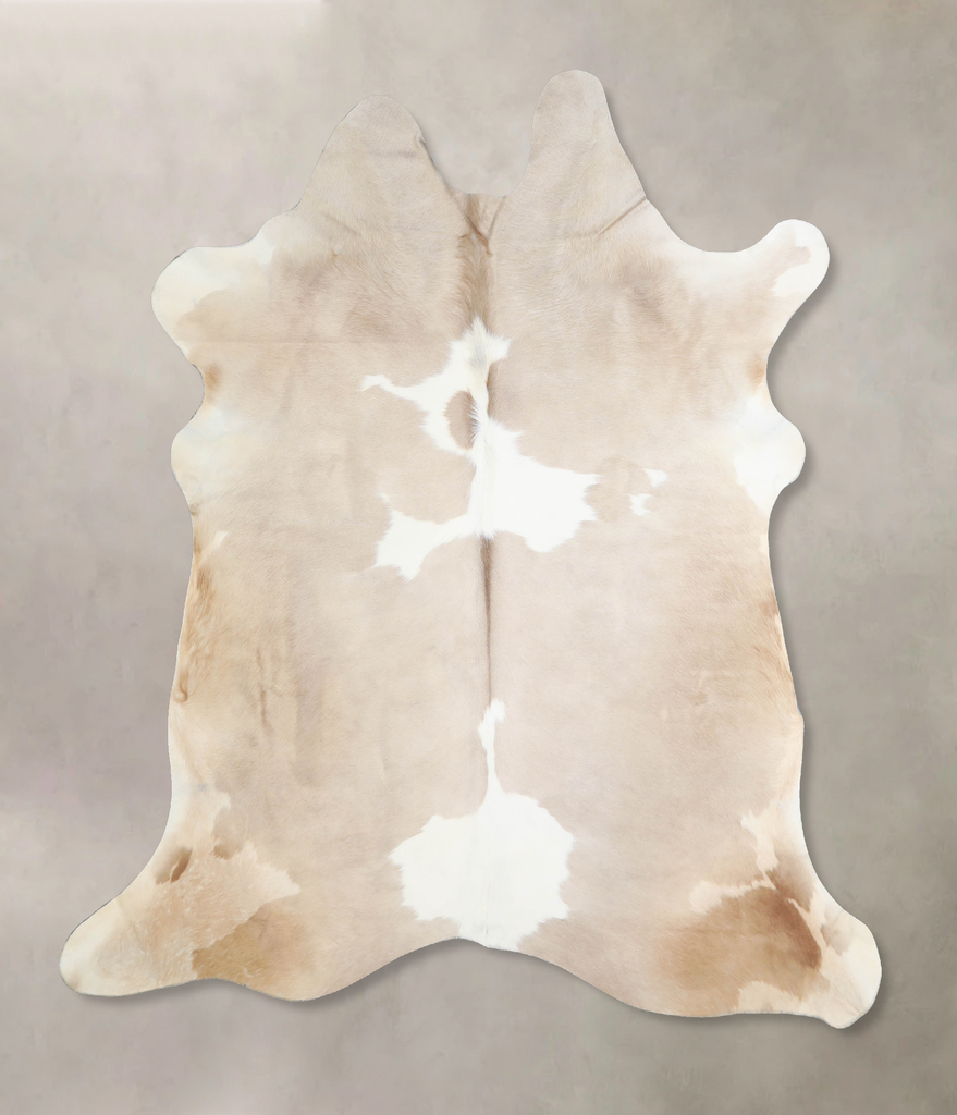 Beige and White X-Large Brazilian Cowhide Rug 6'9"H x 6'3"W #A33002 by Hudson Hides