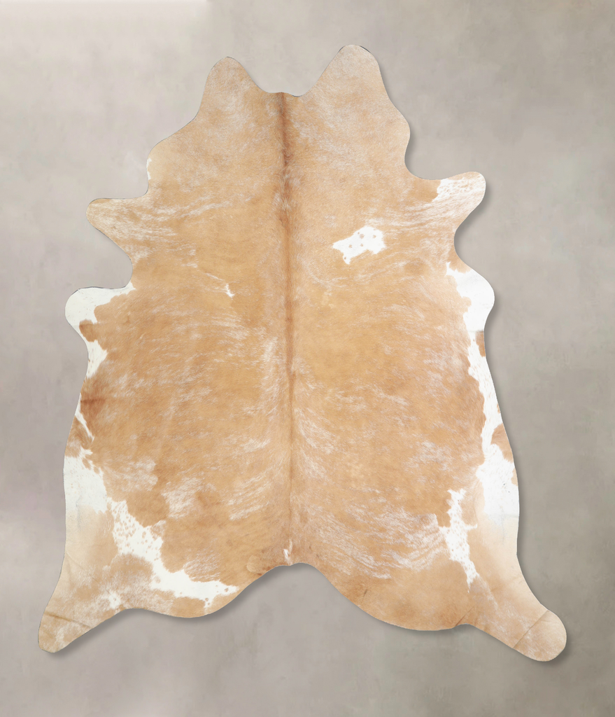 Beige and White XX-Large Brazilian Cowhide Rug 8'0"H x 7'6"W #A33036 by Hudson Hides