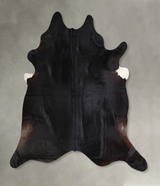 Solid Black X-Large Brazilian Cowhide Rug 7'1"H x 6'11"W #A33184 by Hudson Hides