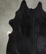 Solid Black X-Large Brazilian Cowhide Rug 7'1"H x 6'11"W #A33184 by Hudson Hides