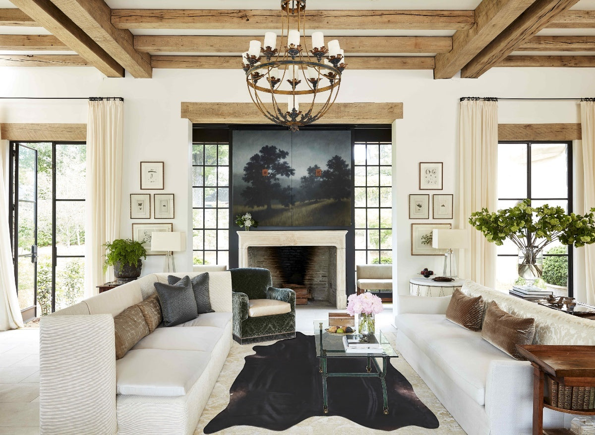 Solid Black Cowhide Rug #A33403