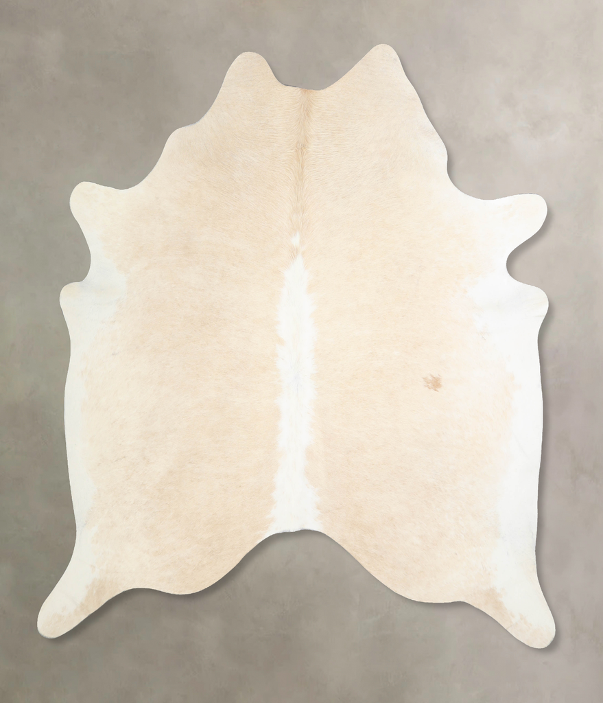Beige and White X-Large Brazilian Cowhide Rug 6'10"H x 6'6"W #A33608 by Hudson Hides