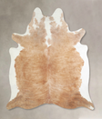 Beige and White X-Large Brazilian Cowhide Rug 7'4"H x 6'5"W #A33614 by Hudson Hides