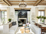 Beige and White X-Large Brazilian Cowhide Rug 6'9"H x 6'3"W #A33701 by Hudson Hides