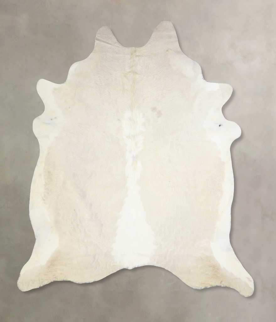 Beige and White X-Large Brazilian Cowhide Rug 7'4"H x 6'7"W #A33758 by Hudson Hides