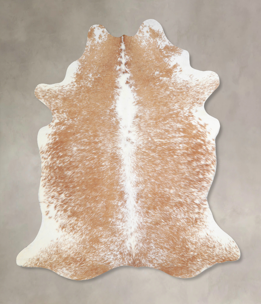Beige and White X-Large Brazilian Cowhide Rug 7'0"H x 5'9"W #A33776 by Hudson Hides