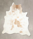 Beige and White X-Large Brazilian Cowhide Rug 6'8"H x 6'1"W #A33780 by Hudson Hides