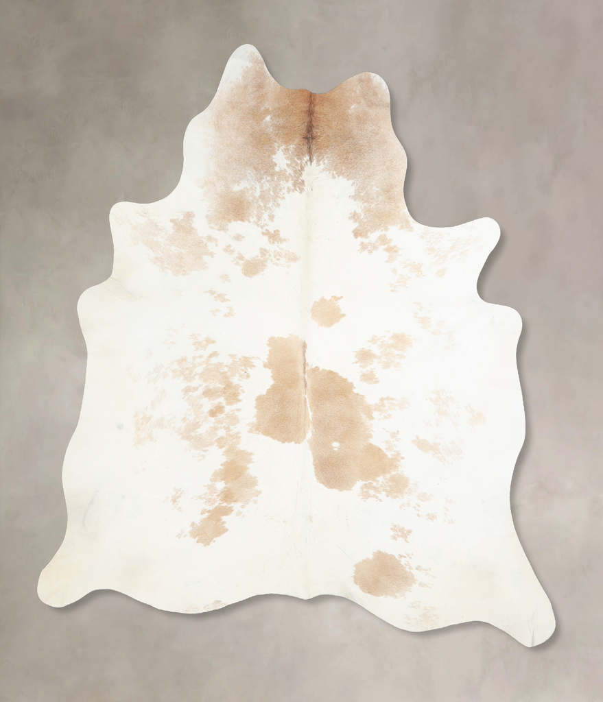 Beige and White X-Large Brazilian Cowhide Rug 6'8"H x 6'1"W #A33780 by Hudson Hides