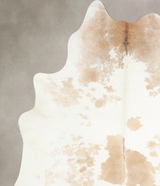 Beige and White X-Large Brazilian Cowhide Rug 6'8"H x 6'1"W #A33780 by Hudson Hides