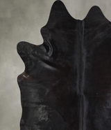 Solid Black XX-Large Brazilian Cowhide Rug 7'7"H x 7'4"W #A33877 by Hudson Hides