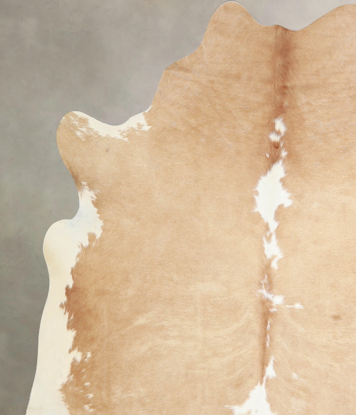 Beige and White XX-Large Brazilian Cowhide Rug 7'5"H x 6'11"W #A33923 by Hudson Hides