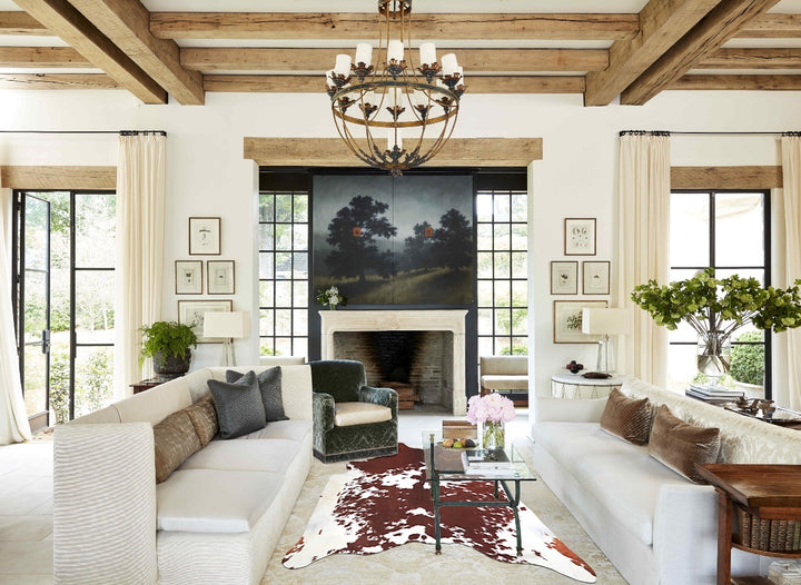 Brown and White X-Large Brazilian Cowhide Rug 7'1"H x 6'2"W #A33996 by Hudson Hides