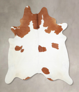 Brown and White XX-Large Brazilian Cowhide Rug 7'8"H x 6'10"W #A34021 by Hudson Hides
