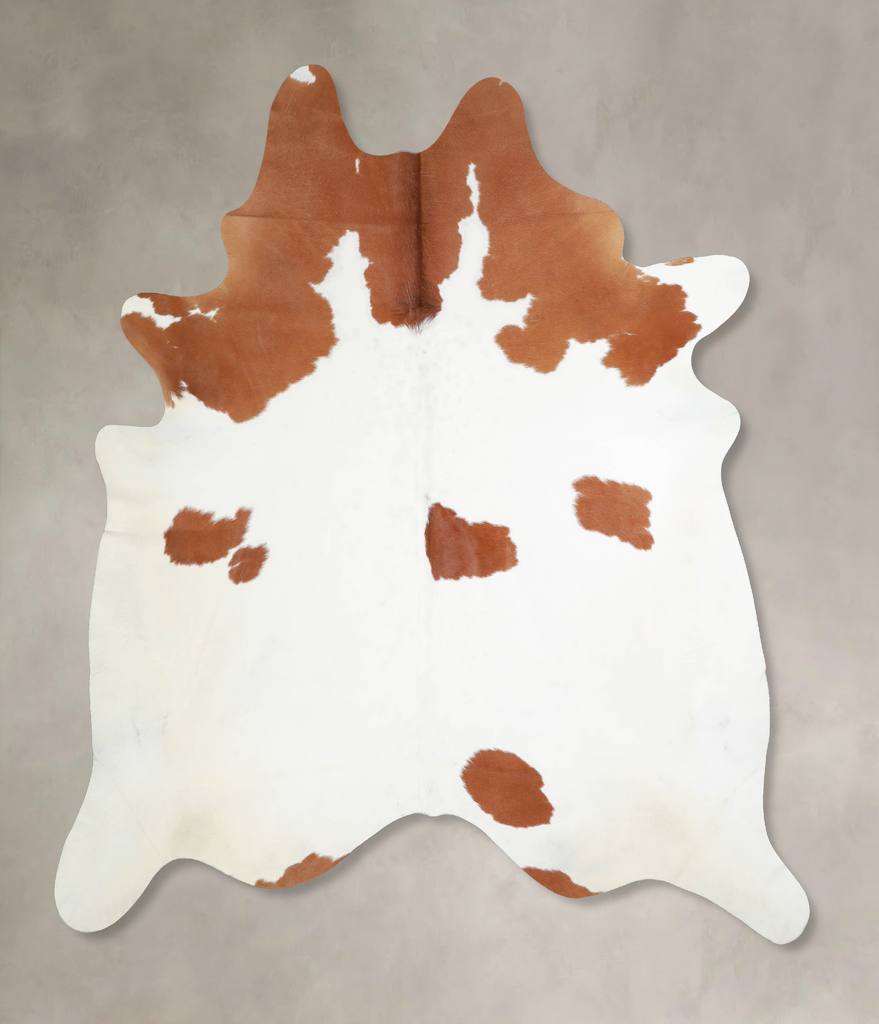 Brown and White XX-Large Brazilian Cowhide Rug 7'8"H x 6'10"W #A34021 by Hudson Hides