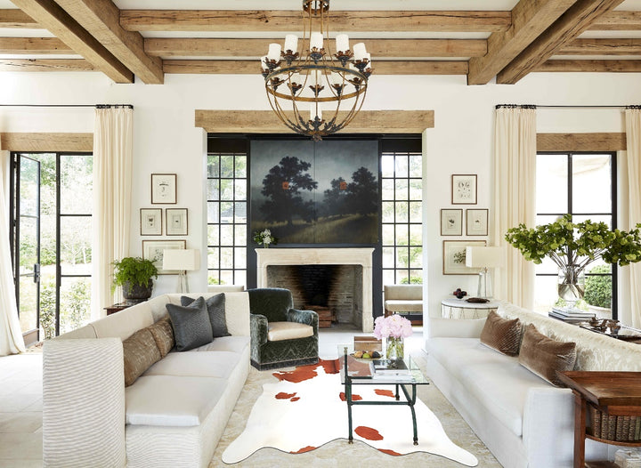 Brown and White XX-Large Brazilian Cowhide Rug 7'8"H x 6'10"W #A34021 by Hudson Hides
