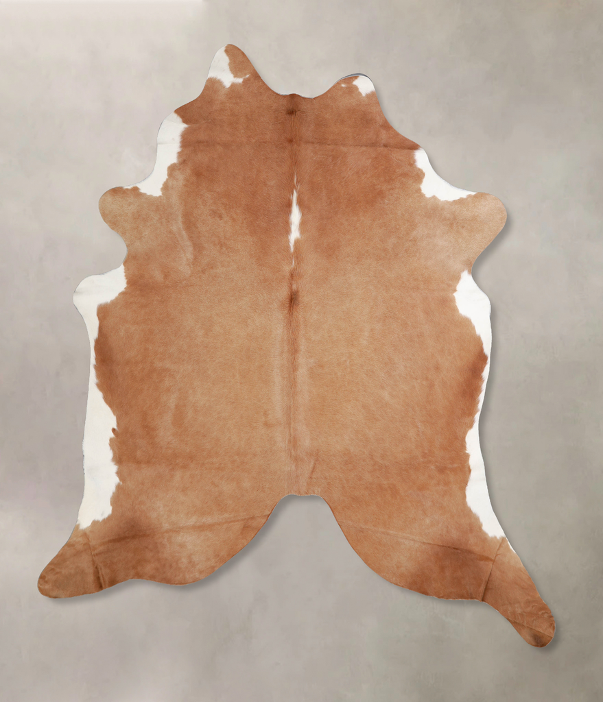 Brown and White Regular XX-Large Brazilian Cowhide Rug 7'7"H x 6'11"W #A34057 by Hudson Hides