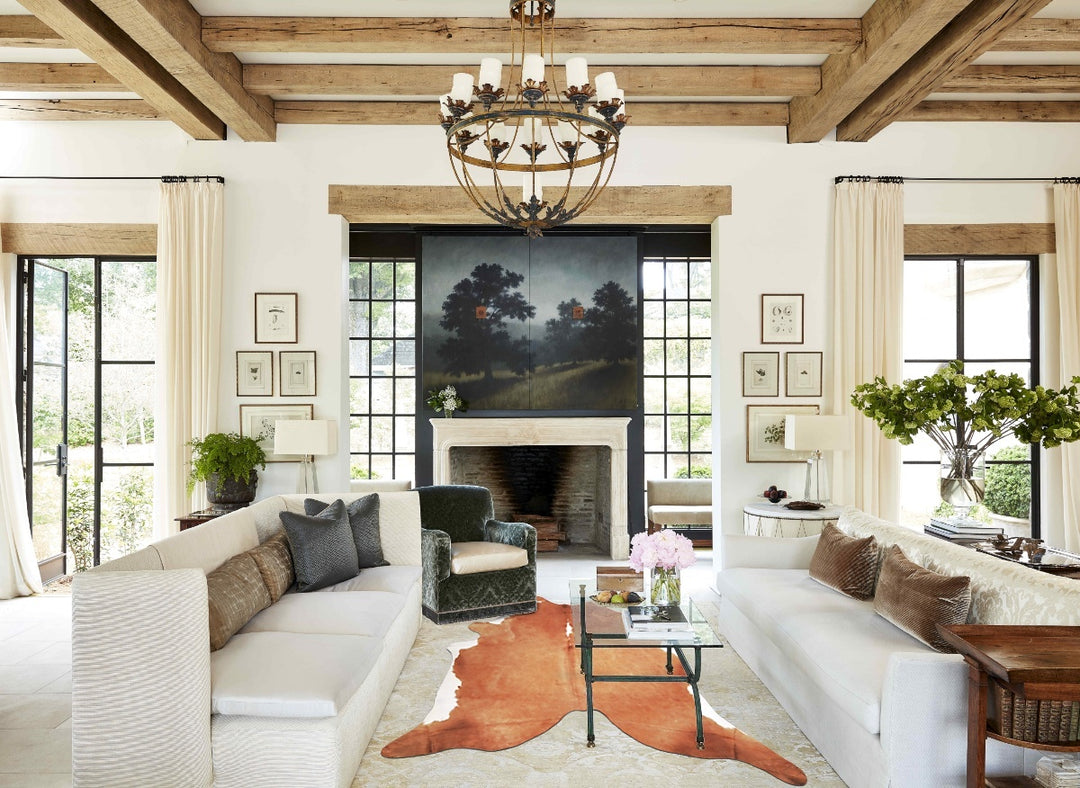 Brown and White Regular XX-Large Brazilian Cowhide Rug 7'7"H x 6'11"W 