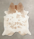 Beige and White XX-Large Brazilian Cowhide Rug 7'5"H x 6'11"W #A34181 by Hudson Hides