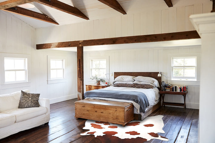Brown and White XX-Large Brazilian Cowhide Rug 7'5"H x 6'10"W #A34303 by Hudson Hides