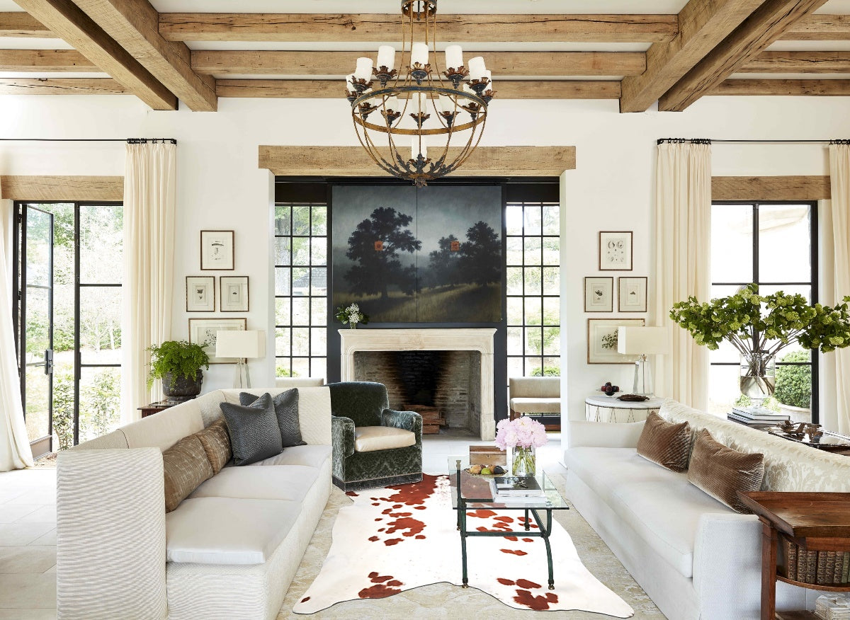 Brown and White X-Large Brazilian Cowhide Rug 7'4"H x 6'5"W #A34304 by Hudson Hides