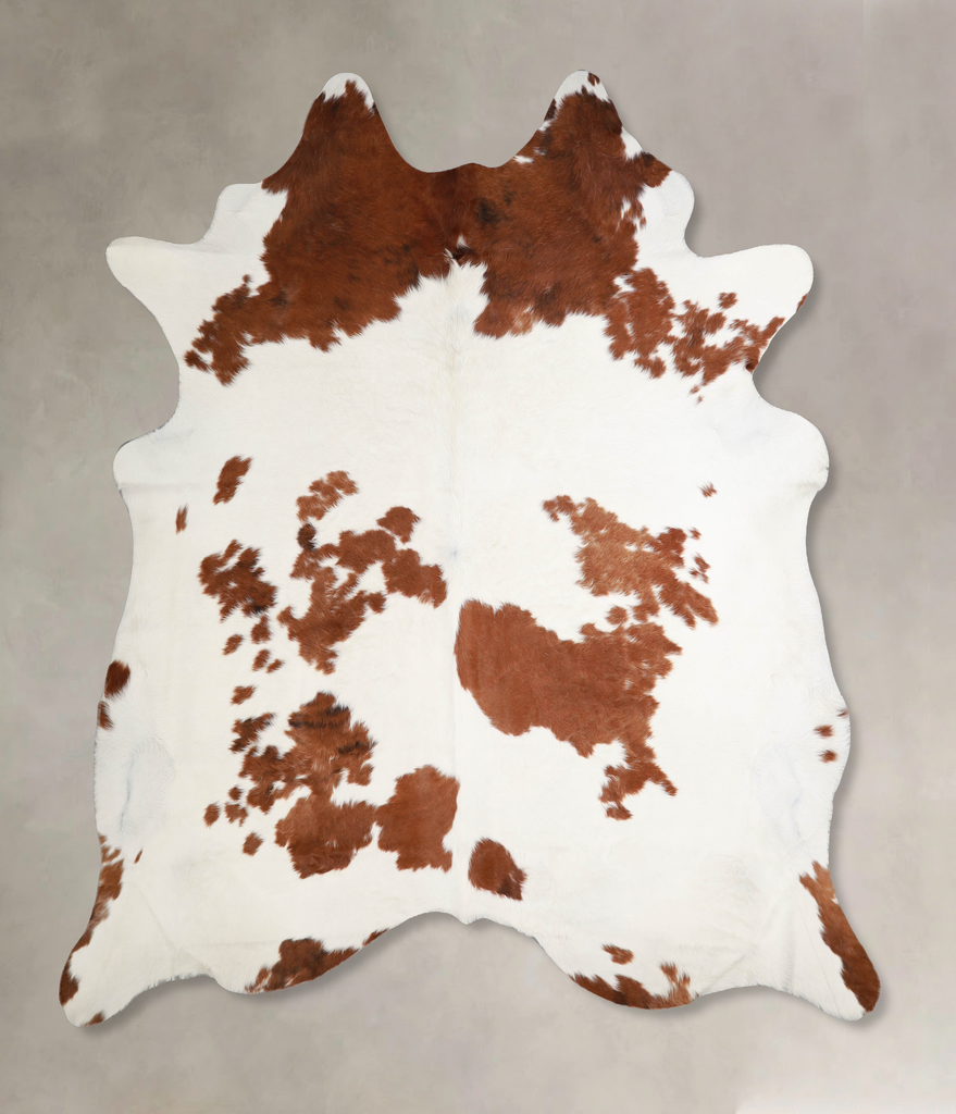 Brown and White XX-Large Brazilian Cowhide Rug 7'10"H x 7'7"W #A34307 by Hudson Hides