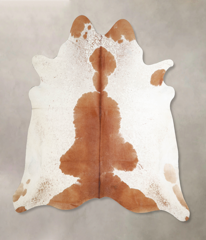 Brown and White XX-Large Brazilian Cowhide Rug 7'5"H x 7'2"W #A34340 by Hudson Hides