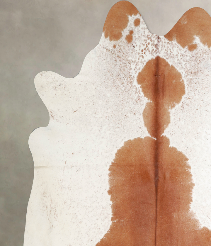 Brown and White XX-Large Brazilian Cowhide Rug 7'5"H x 7'2"W #A34340 by Hudson Hides