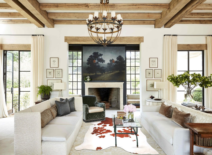 Brown and White XX-Large Brazilian Cowhide Rug 8'0"H x 6'10"W #A34344 by Hudson Hides