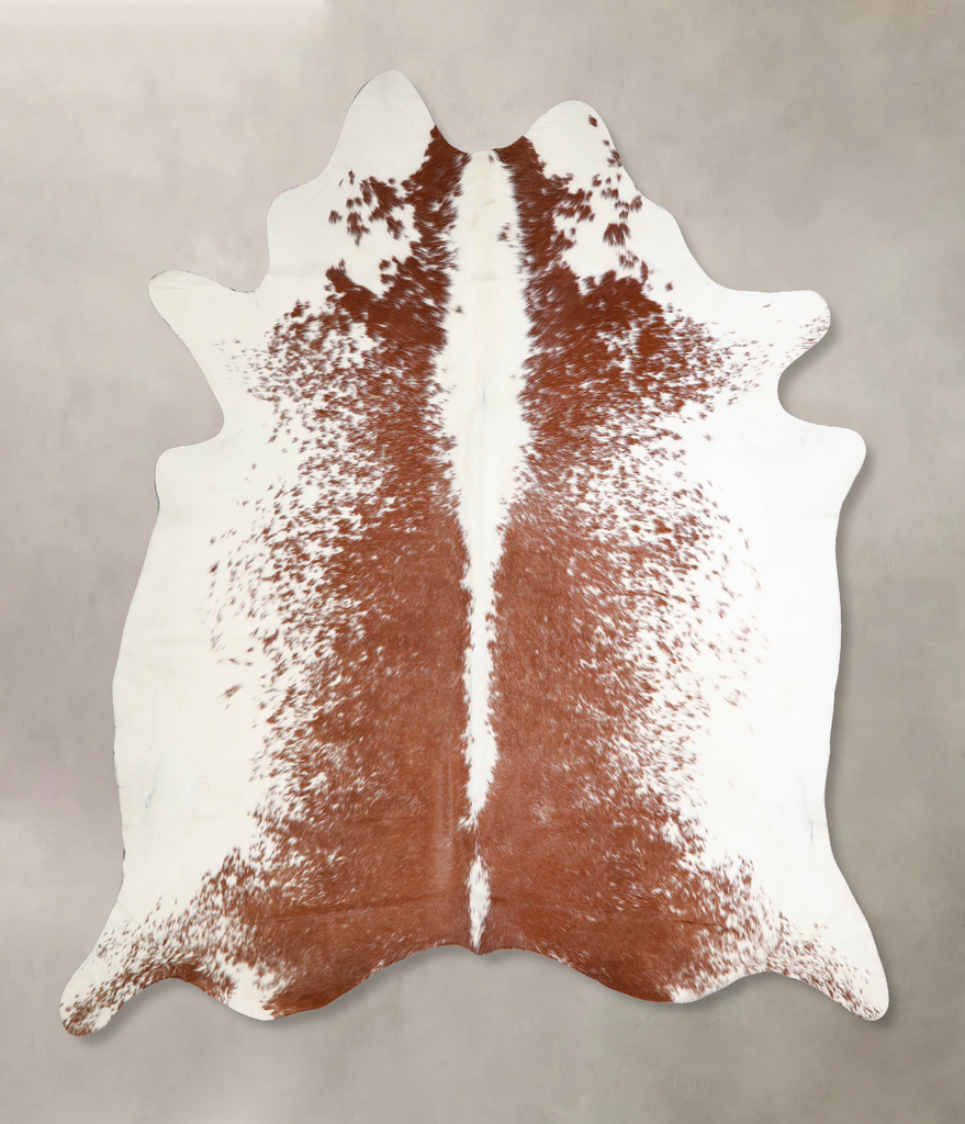 Brown and White XX-Large Brazilian Cowhide Rug 7'5"H x 7'1"W #A34388 by Hudson Hides
